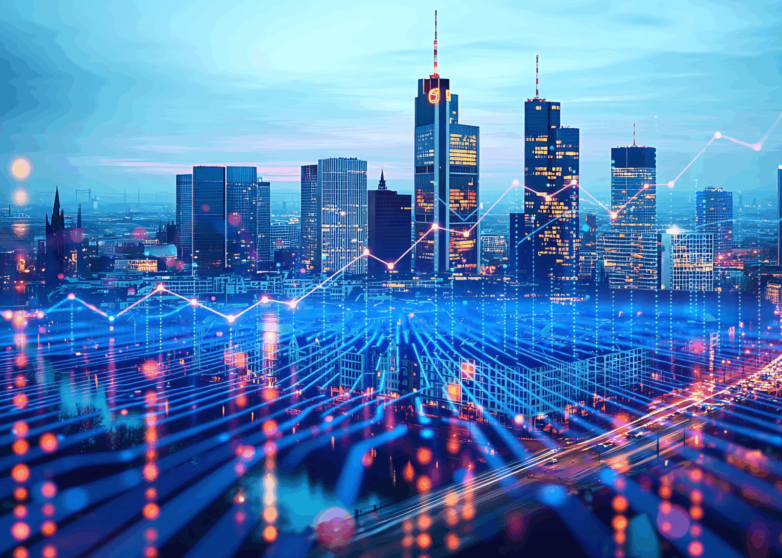 Hochhäuser mit Messdaten